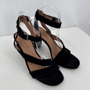 Madewell Women's Black The Liv Sandal Size 8 Suede Strappy Block Heel Formal